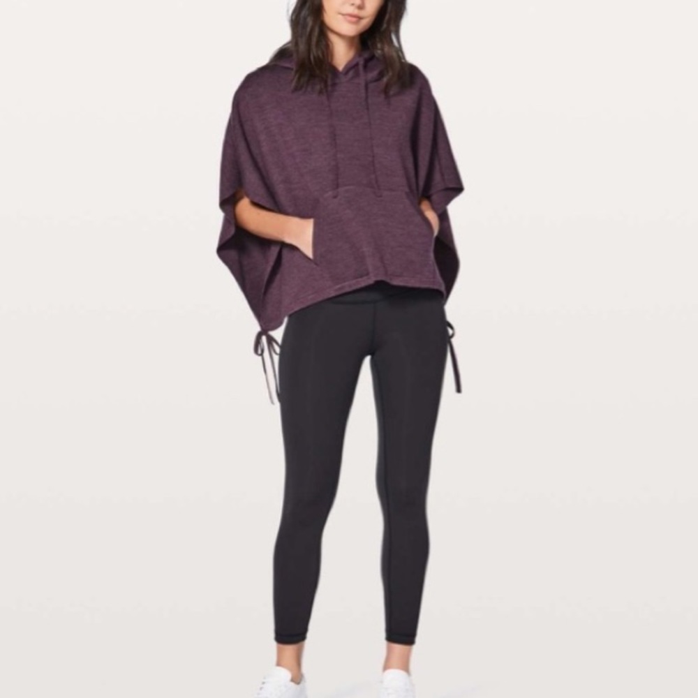 Lululemon All In A Day hooded poncho cape merino wool One size purple
